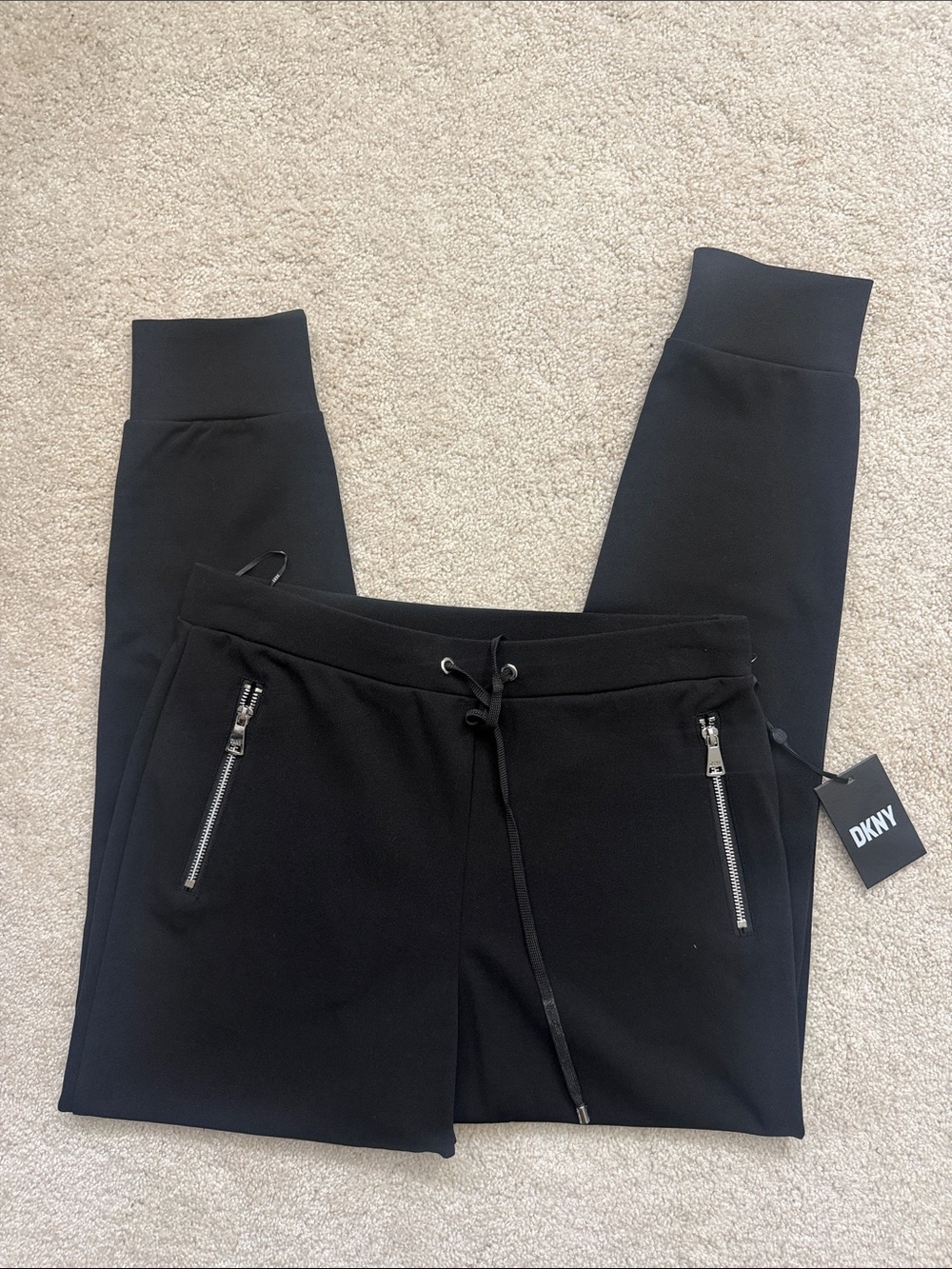 NWT DKNY Joggers with Silver Zippers- size S
